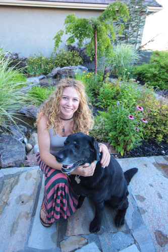 Laura Sitting With Her Dog Emma Outside