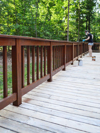 Stain 5 Sherry Working On Railing2