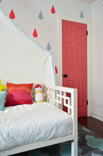 Side View Of Colorful Dark Pink Closet Door Painted With Cinco De Mayo Color