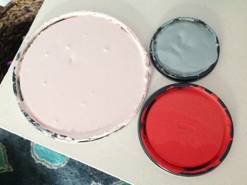 Open Paint Cans Of Three Colors For Raindrop Wall | Pink Cadillac | Tranquil | Cinco De Mayo