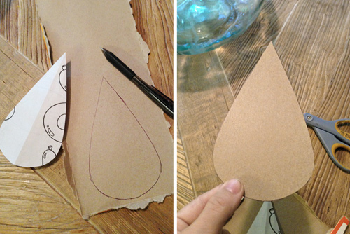 Cutting Out Template For Raindrop Mural Shape Using Cardboard
