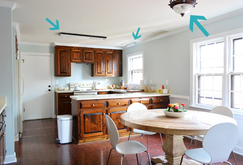Three New Kitchen Lights Young House Love, How To Replace Fluorescent Light Fixture With Pendant
