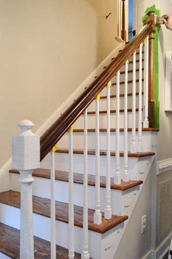 painting wood stair ballasts white