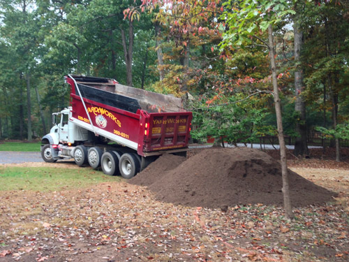 Yard Dirt Truck Dumping