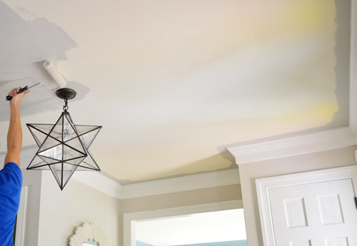 Painting a ceiling a darker gray Revere Pewter by Benjamin Moore