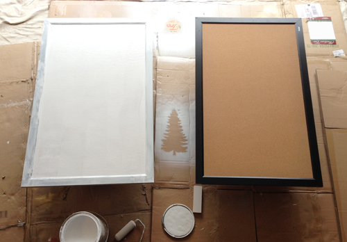 Before And After Of Corkboard Painted White