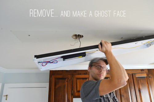 replacing overhead fluorescent light fixture