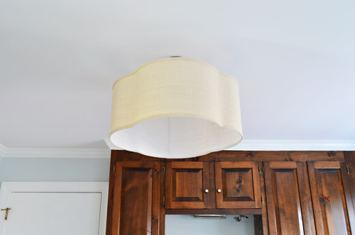 Quatrefoil linen pendant light fixture with shade