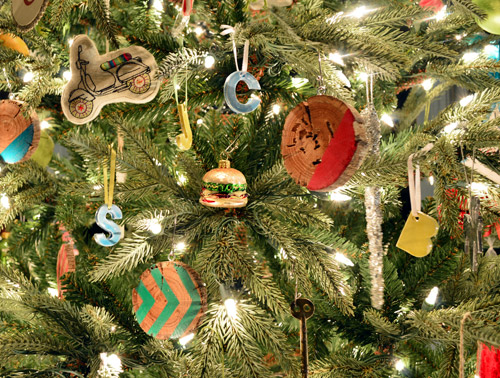 A Christmas tree overloaded with a hodgepodge of sentimental ornaments  accumulated over the years