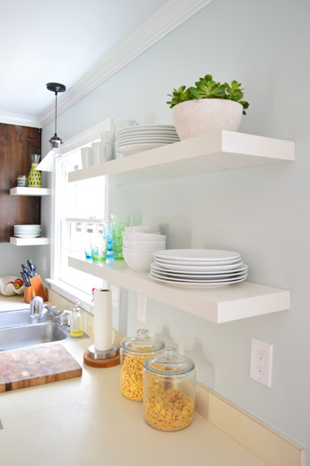 Hanging Ikea Floating Shelves In Our Kitchen Young House Love - White Wall Mounted Shelves Ikea
