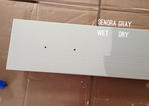 Benjamin Moore Senora Gray paint wet and dry color