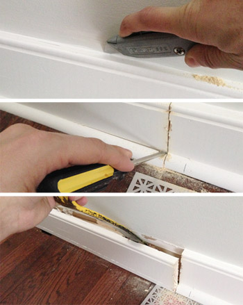 Prying off baseboard to built in a dresser