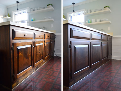 Using Polyshades To Darken Our Wood Cabinets Young House Love