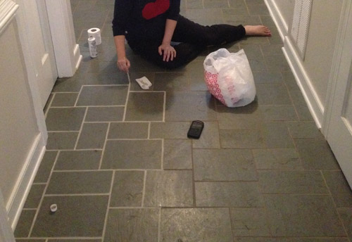 The Only Way We Got Our Stained Grout, Paint Tile Floor To Look Like Slate