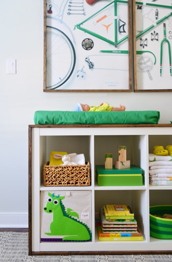 Changing table outlet bookshelf