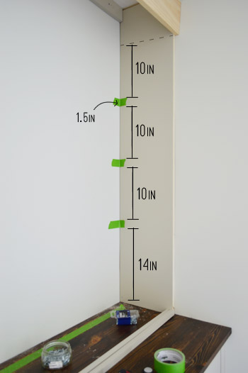 Measurements of shelf spacing for DIY bookshelf