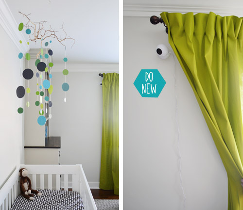 Hidden baby monitor cords in the nursery