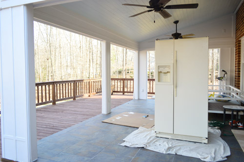 refrigerator on back porch for painting