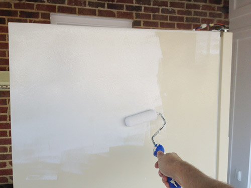 how to paint refrigerator white with roller