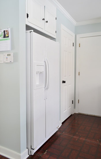 painted white refrigerator