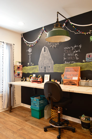 Large Chalkboard Wall With Desk In Front