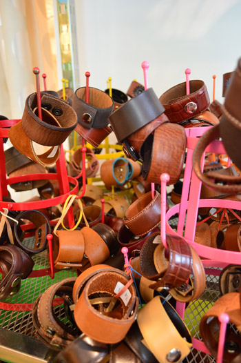 Leather Jewelry Cuffs On Display Racks