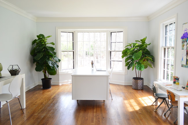 Freshly Painted Home Office With Floating Desk