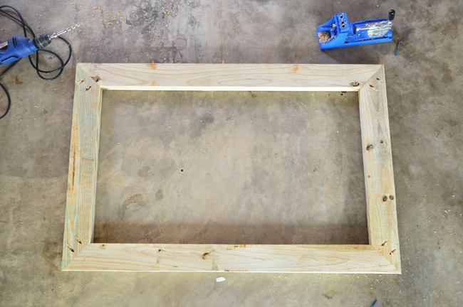 Rectangular Frame Constructed Out Of 2x4 Pressure Treated Boards For Deck Gate