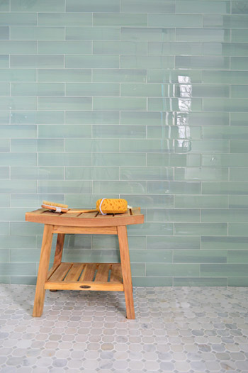 Detail Of Aqua Glass Shower Tile