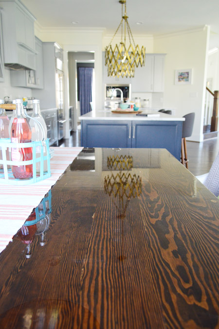 Wood Breakfast Table With Glossy Bar Top Finish