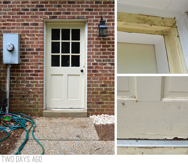 Before Photo Of Unpainted Door With Spiderwebs And Dirt