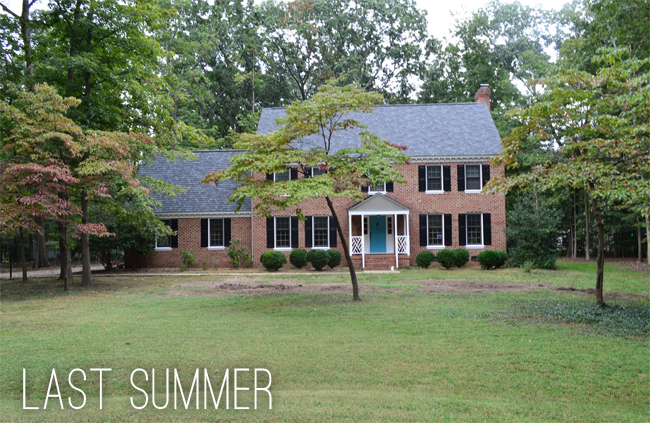 Front View Of Brick Colonial Home Yard With Patchy Grass From Last Summer