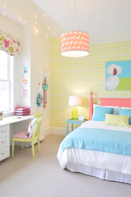 Pink Chihuahua Print Light In Bright Colorful Neon Girl's Bedroom