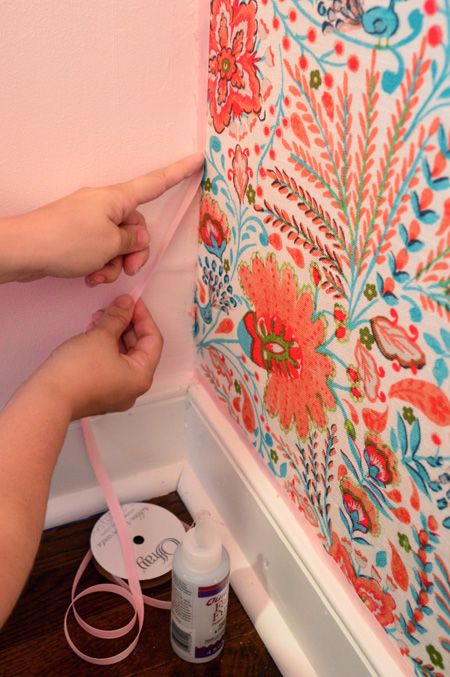 Wallflowers (aka: How To Cover A Wall With Fabric)