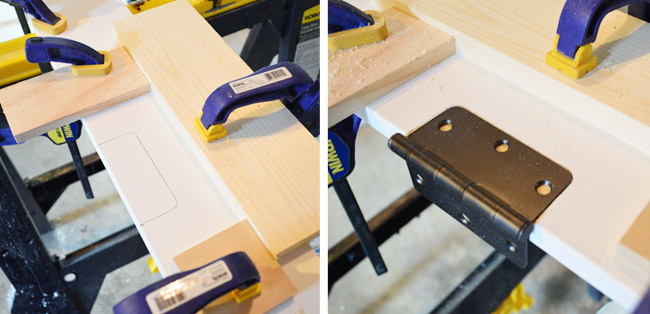 DIY Template Clamped To Door Jamb To Route Door Hinge Location