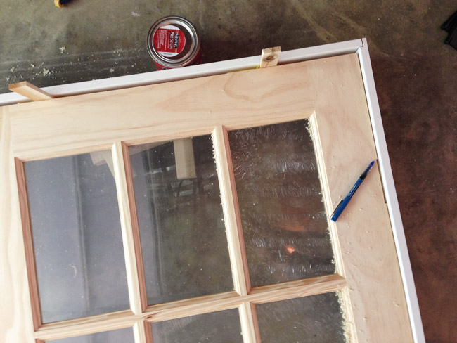 Dry Fitting DIY Jamb Kit Around Glass Paneled Door Using Shims As Spacers