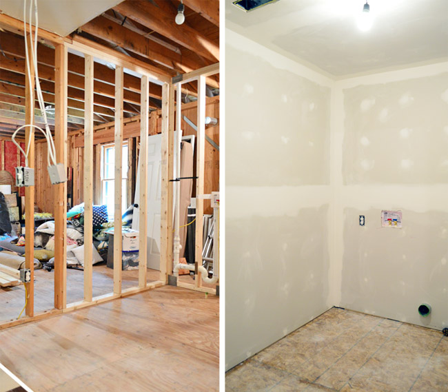 drywall installation before and after